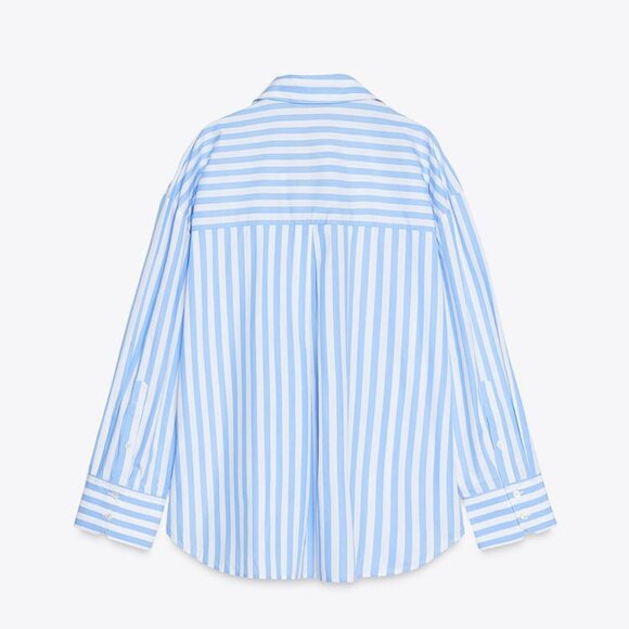 Zara Blue and White Striped Button Down Shirt - Picture 3 of 6